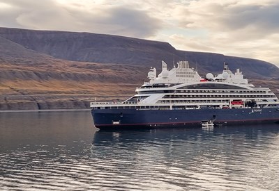 Passenger ship in the waters of Svalbard