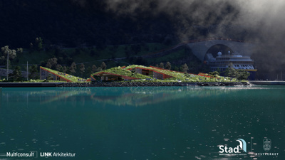 The illustration shows the portal in Moldefjorden - at the southern end of the ship tunnel