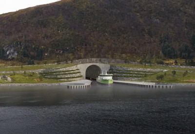 Skip kommer ut av en tunnel